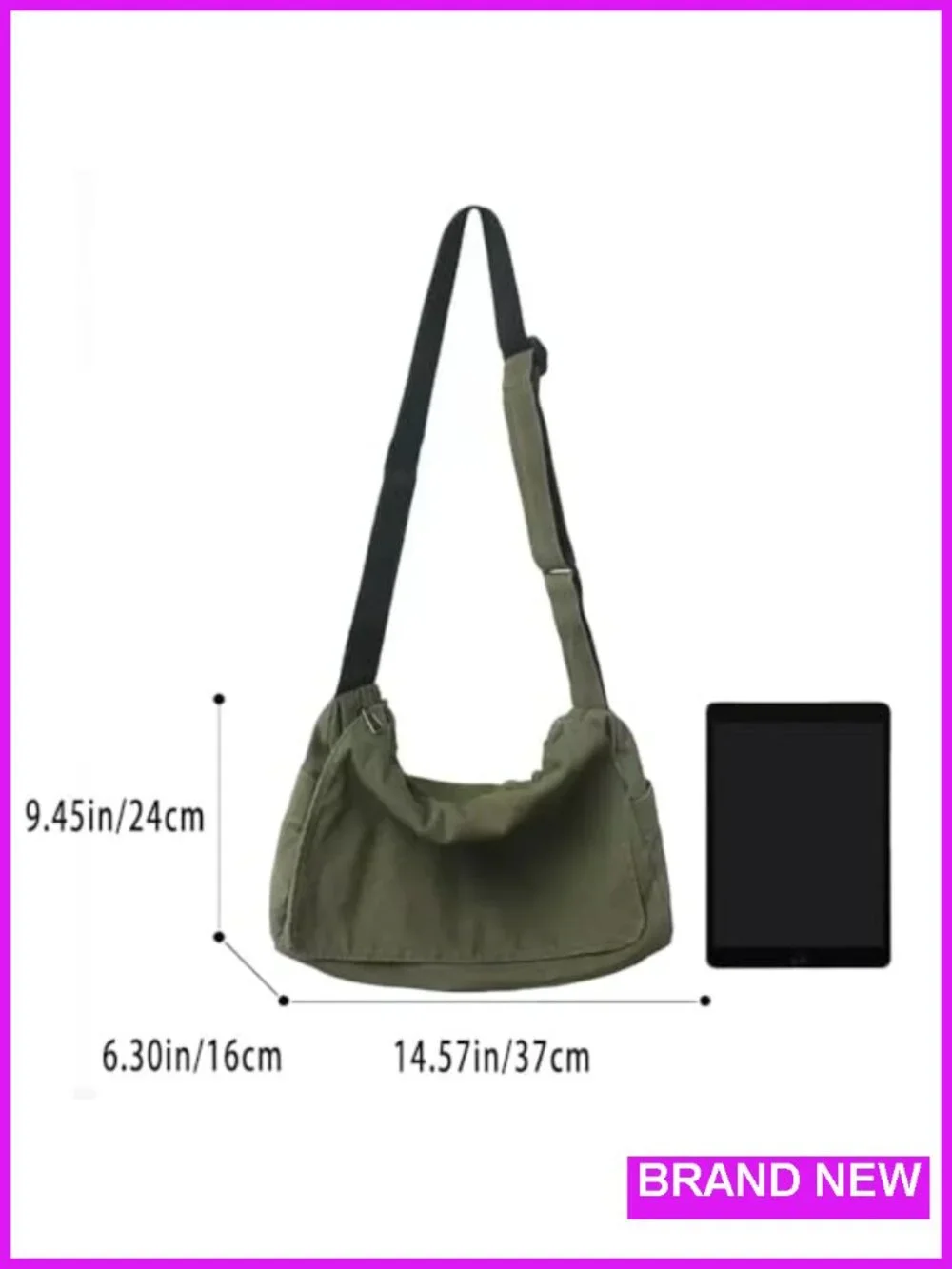 Canvas Messenger Bag Large Crossbody Shoulder Bag with Multiple Pockets for
